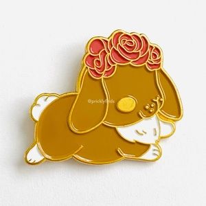 8/$40 Brown Bunny Red Floral Headpiece Enamel Pin